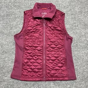 L.L. Bean Vest Womens Small Pink Quilted Fleece Lined Full Zip Warm Outdoor